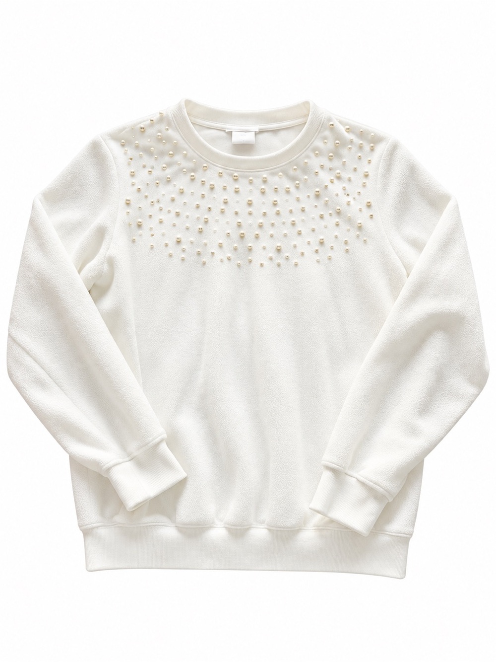 Pearl-Embellished White Women's Sweatshirt